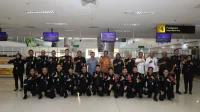 Menteri Hukum dan HAM, Supratman Andi Agtas berkunjung ke Bandara Internasional Juanda Surabaya. (ANTARA)/HO-Kanwilkumham Jatim