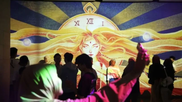 Pameran video mapping di Kota Surabaya. ANTARA/HO-Pemkot Surabaya