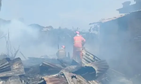 Kebakaran dua kandang dan dapir milik dua warga Desa Tulungrejo Kecamatan Bumiaji Kota Batu menyebabkan puluhan ternak mati terbakar dan pemilik mengalami luka-luka.(foto: Dokumen Dinas Pemadam Kebakaran Kota Batu)