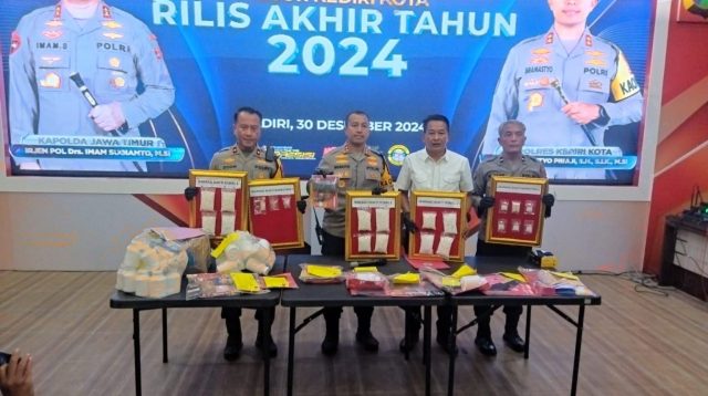 Rilis akhir tahun 2024 di Mapolres Kediri Kota. [Joko]